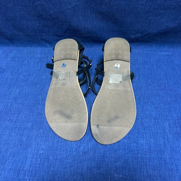 Size 9.5 Charlotte Russe Black & Chrome Spiked Studded Sandals - Picture 6 of 10